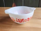 Vintage PYREX Friendship Cinderella Bowl #441 Red Orange Birds 1 .5 Pt