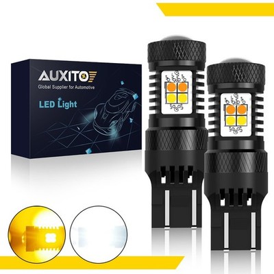 Amber White 7443 LED Switchback Turn Parking Light Signal Dual Bulbs Color