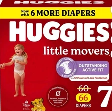 Huggies Little Movers Size 7 Diapers 66 ct
