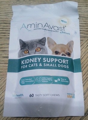 Amin Avast Kidney Support For Cats & Small Dogs 60 Soft Chews Best By 09/27