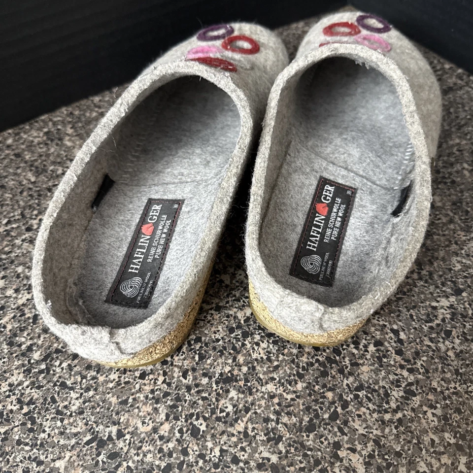 Zapatillas Haflinger Grizzly Zueco Burbuja Sin Cordones Gris Plateado EE. UU. 7/UE 38 Lunares Foto 3 de 4