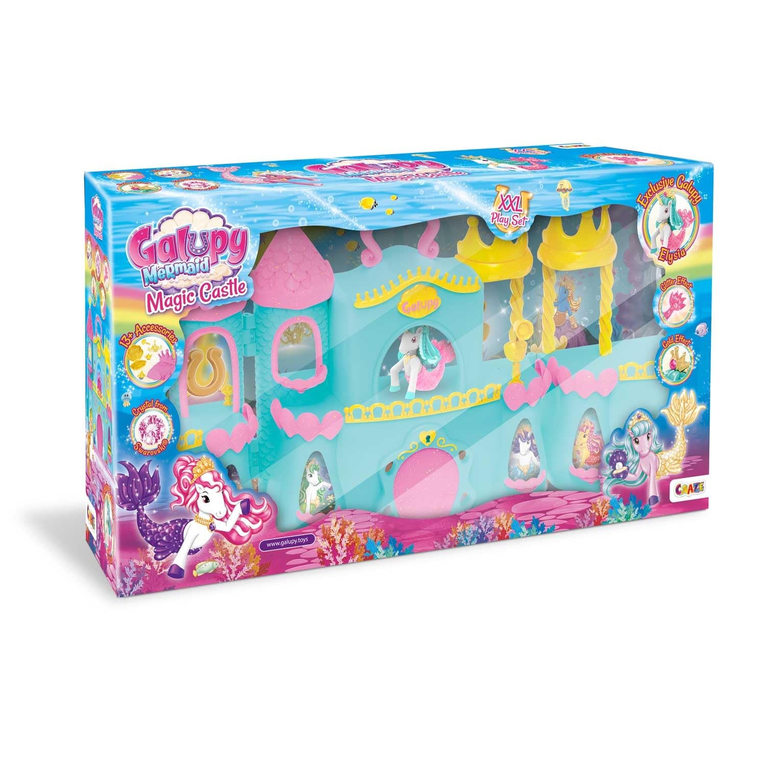Galupy Mermaid Magic Castle Playset standard size, Various Colour Variations