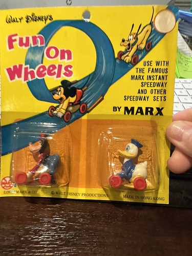 Vintage Marx Disney Mini Fun On Wheels Character Toys Goofy & Donald Duck MOC