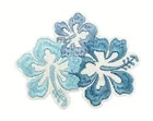 Blue Floral Iron-On Embroidered iron on Patch 2+3/4 x 2+1/4 inch FREE SHIPPING