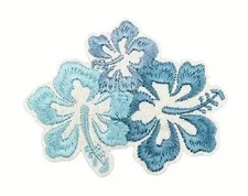 Blue Floral Iron-On Embroidered iron on Patch 2+3/4 x 2+1/4 inch