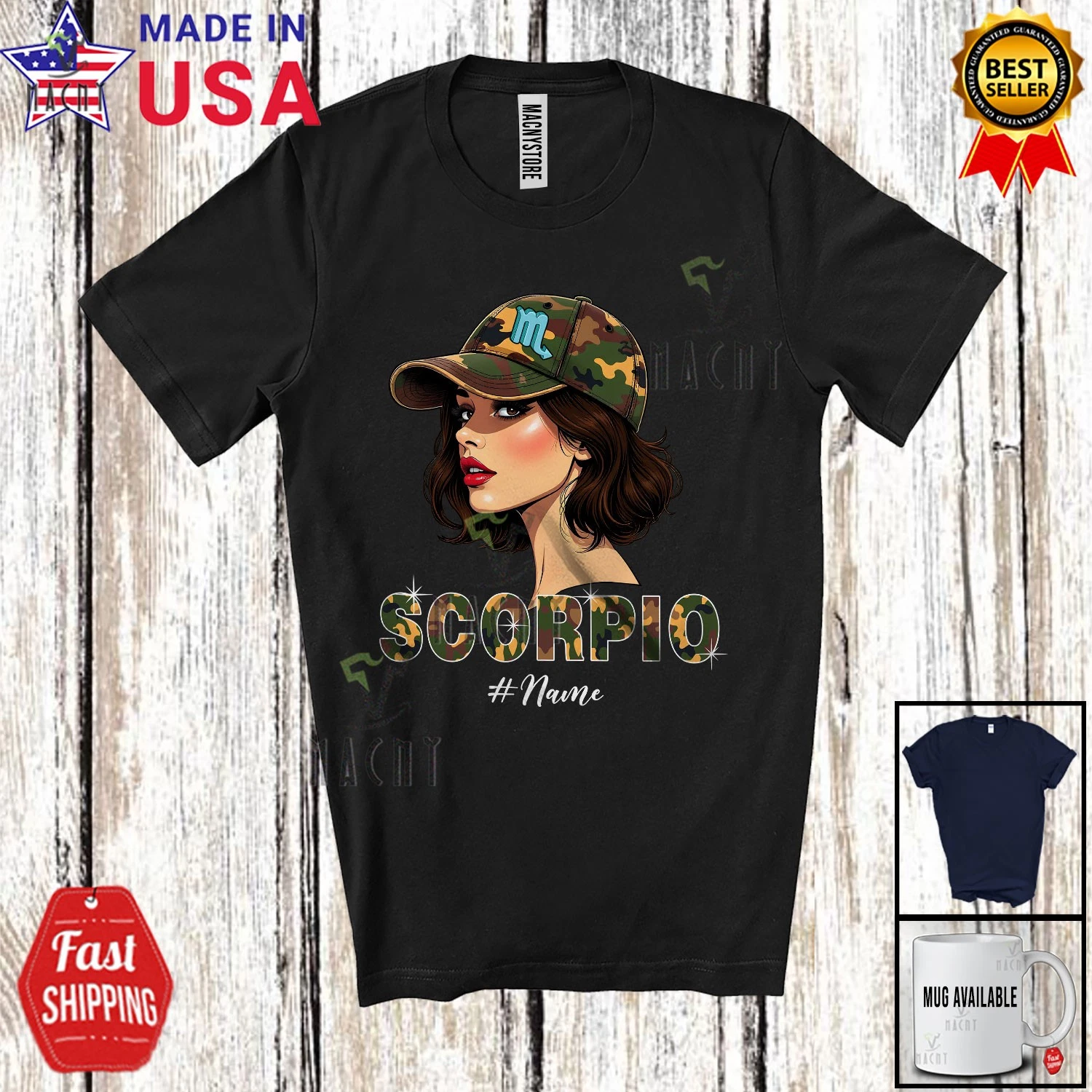Custom Name Scorpio Zodiac Birthday Camouflage Women's T-Shirt