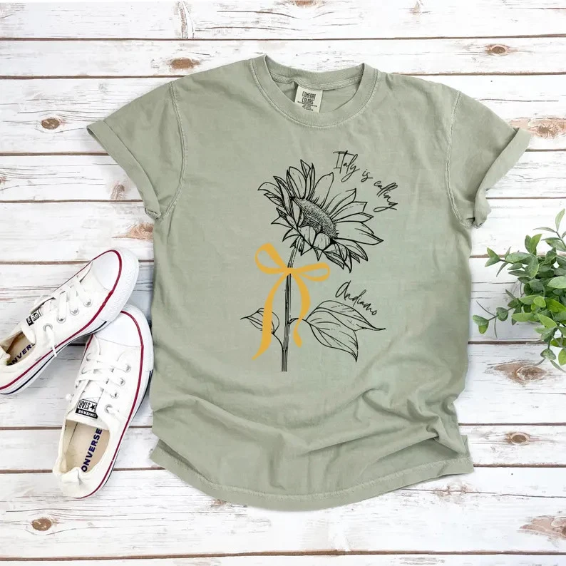 Italy Sunflower Comfort Tee Vacation Travel Gift Idea Summer