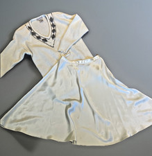 VTG Liz Claiborne Lambswool Angora Sweater  Satin Skirt Size 8 Beaded Old Money