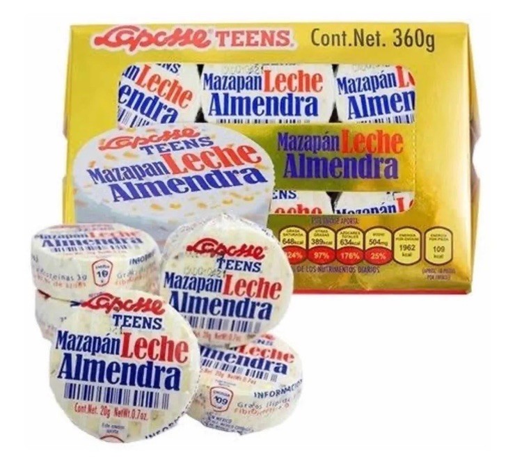 Pack de 2 Laposse Mazapan Leche Almendras con 18 Piezas de 20g C/U 360g
