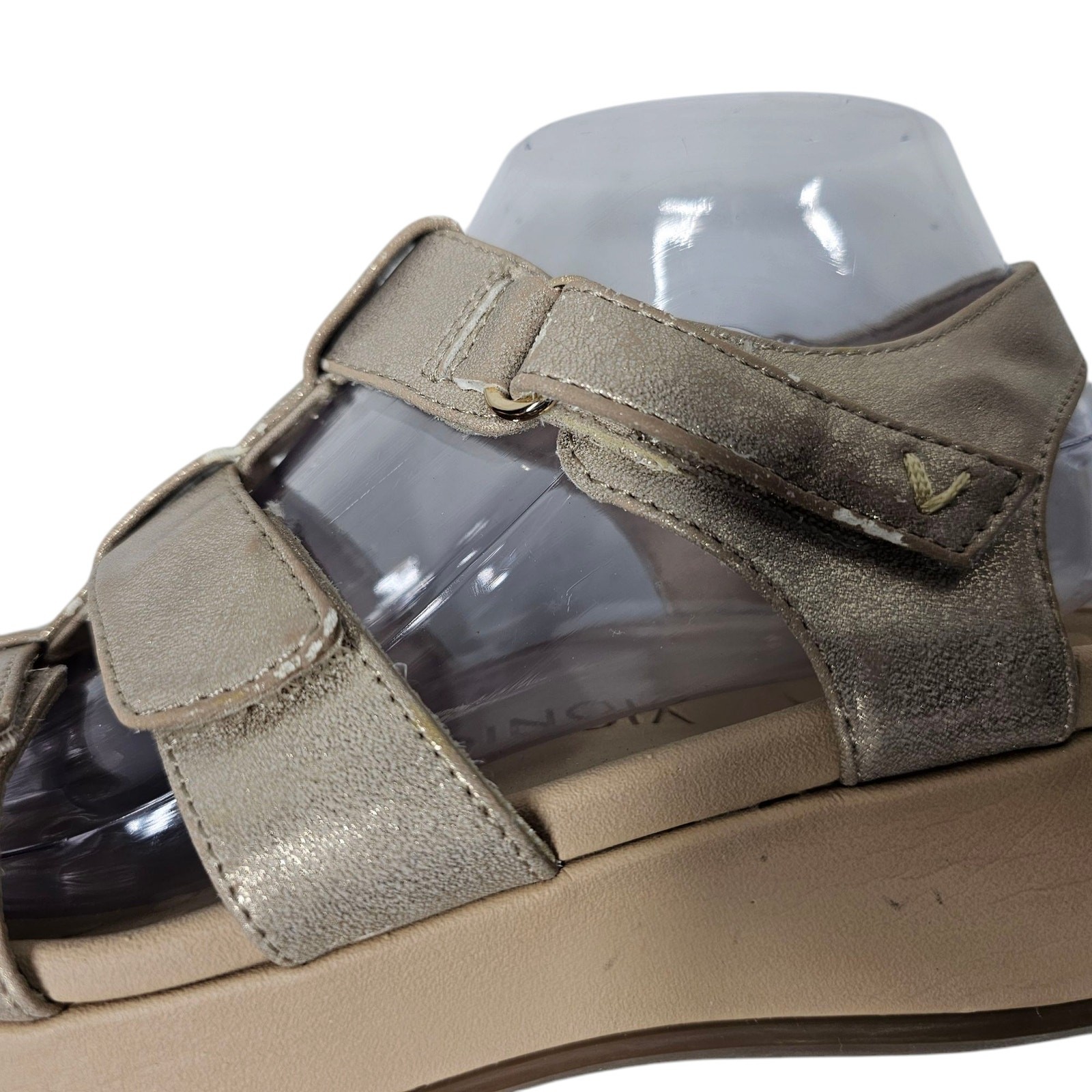 VIONIC Tami Backstrap Platform Wedge Metallic San… - image 7