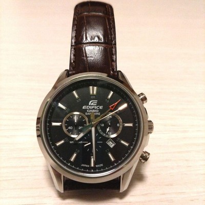 Casio Edifice Armbanduhr Lederband Schwarz Zeitmesser Echt Original