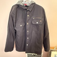 Dickies Jacket Mens XL Black Hooded Canvas Workwear Quilted Lined Winter Coat