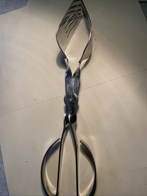 Stainless Steel Spatula And Fork Tongs Heavy Duty 12  Criss Cross EUC Kitchen