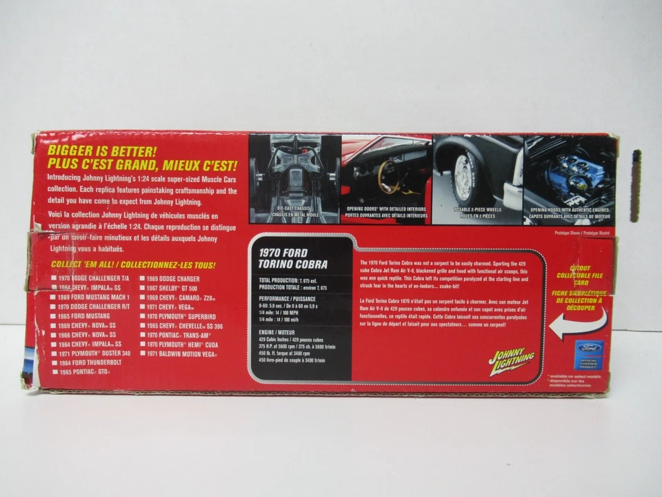 Johnny Lightning Muscle Cars Yellow 1970 Ford Torino Cobra 1:24 Scale - Image 4 of 4