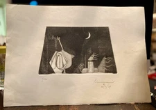 Vintage Italian abstract etching Rinalto Bigi 1979 signed numbered 19.5" x 13.5"