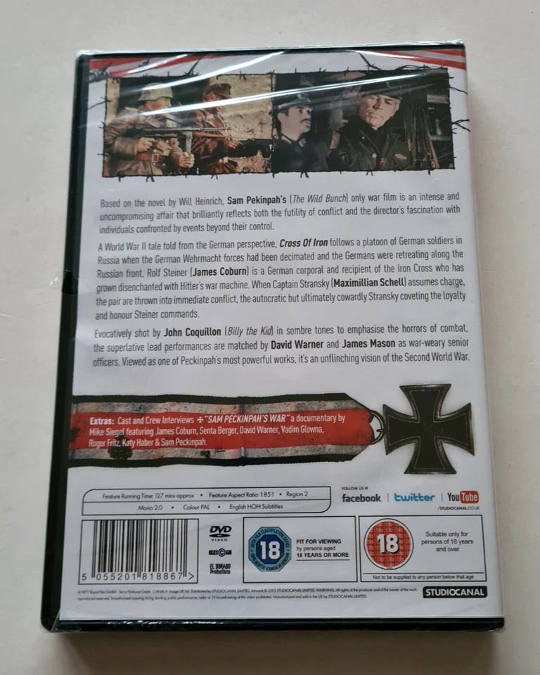 Cross Of Iron DVD 1977 James Coburn Maximilian Schell James Mason - NEW & Sealed - Image 2 of 2