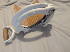 Vintage Danish Raadvad Bread Slicer- Wood & Painted Cast Iron no 294 white beige