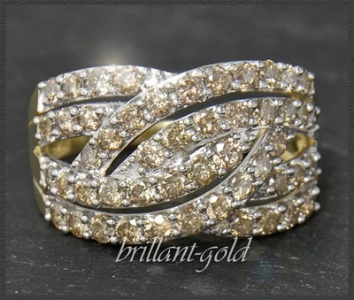Diamant Ring aus Gold, 2,50ct Brillanten, 10 Karat Gelbgold & Weißgold Bandring - Bild 1 von 4
