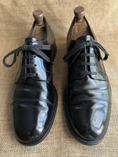 PRADA Mens Black Leather Cap Toe Derby Shoes Size UK 9 || US 10