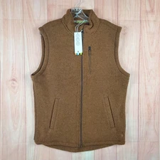 Smartwool Hudson Trail Mens Vest Sz Large Brown Sleeveless Pockets Full Zip