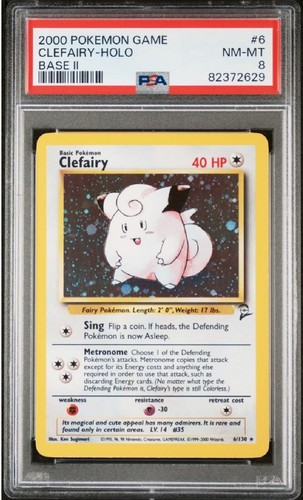 Pokémon Clefairy #6 Holo Rare, Base Set 2, Wizards Of The Coast, PSA 8!!! - Picture 1 of 2