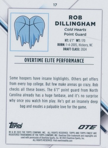 2022-23 Topps Finest OTE #17 Rob Dillingham RC ROOKIE /99 (RC) Timberwolves - Bild 2 von 2