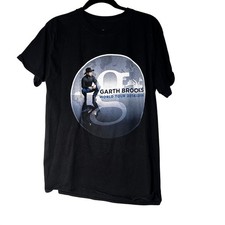 Garth Brooks World Tour 2014-2016 T-Shirt Men Medium Hanes Black Concert Graphic