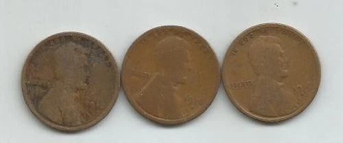 1916 PDS LINCOLN WHEAT CENTS - LOT OF 3 COINS - AG/GOOD
