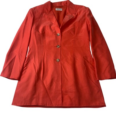United Colors Of Benetton Mantel lang seidig geknöpft rot Damen UK 10