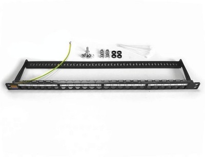 19'' Leer-Patchpanel und Keystone Module IT-BUDGET, 24 Port, 0,5 HE, grau/schwarz