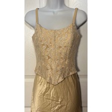 Vintage Jessica McClintock Gold Lace Corset dress 5/6 no callouts