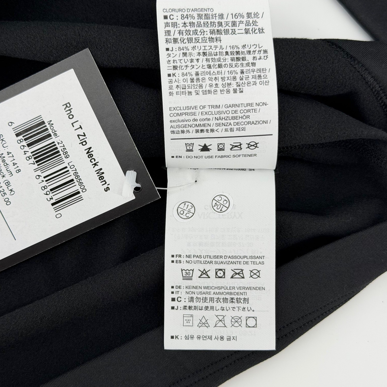 NWT Arc'teryx Rho LT Zip Neck Base Layer Top Mens Medium Black Thermal Trail Ski thumbnail 13