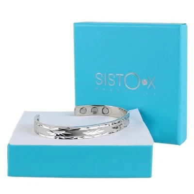 SISTO-X Slim Magnetic Bangle/Bracelet Copper with Chrome Finish Elegant Diamond Cut D...
