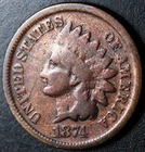 1874 INDIAN HEAD CENT - GOOD