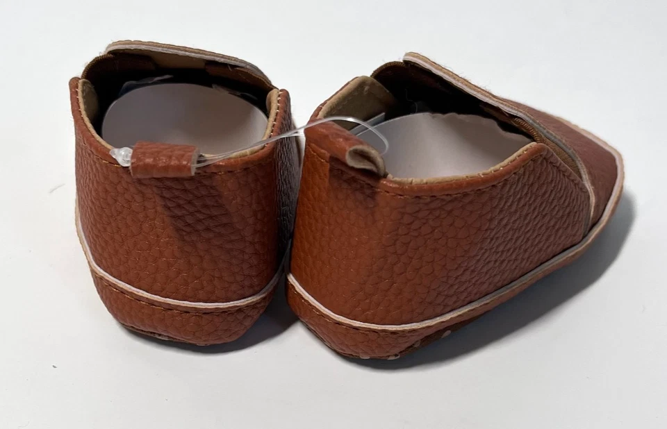 Infant Baby Shoes Size 1 (9-12 Months) Faux Leather Shoes Brown NEW - Image 3 of 4
