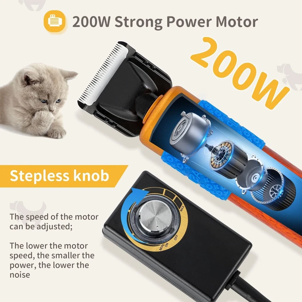 Cortapelos para Perros para Acicalamiento 200W Kit Cortapelos para Mascotas con Hoja de Repuesto, Bajo Ruido y V Foto 2 de 4