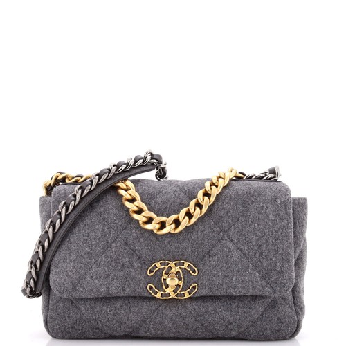 Chanel 19 Flap Bag Quilted Wool Medium