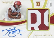 Rodney Anderson 2019 National Treasures Autograph Nameplate Patch Sooners 5/25