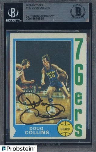 Doug Collins Signed 1974-75 Topps Basketball #129 76ers RC Rookie BGS BAS AUTO