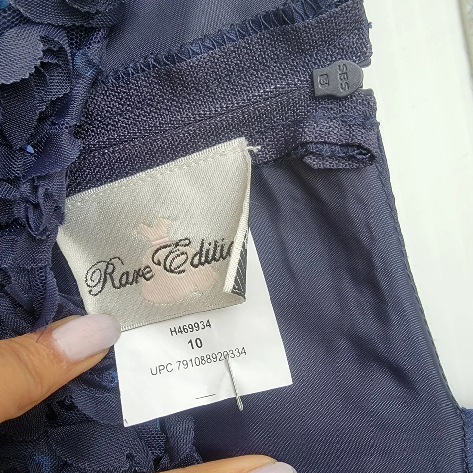 ⭐Vestido formal de fiesta de terciopelo y satén Ediciones Raras azul marino talla 10 niñas Nuevo⭐ Foto 3 de 4