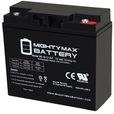 Mighty Max Battery ML18-12INT - 12 Volt 18 AH, Internal Thread 1 Pack, Black