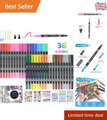 Künstlerische 36-teilige Dual Tip Pinselmarker für Kinder & Erwachsene - sicher & ungiftig
