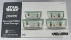 NIB Pyrex Star Wars The Child 8 Piece Decorated Glass Food Storage Set Baby Yoda
