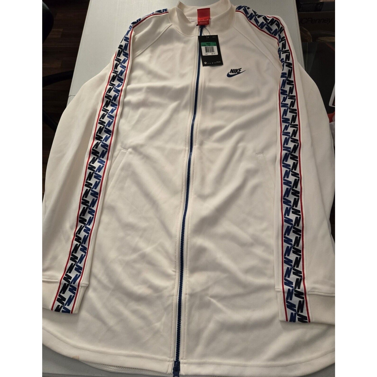 SACAI X NIKE Nike Full Zip Track Jacket Uomo XL Abbigliamento Sportivo Nastro Logo Esteso Bianco RN 56323