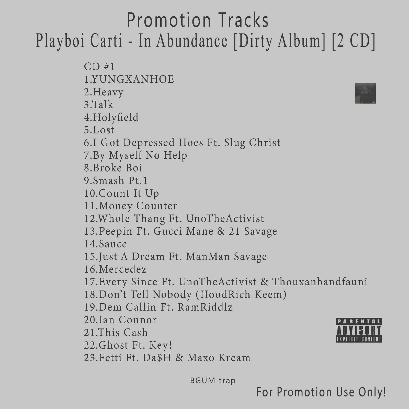 2CD White Playboi Carti – In Abundance [Dirty Album]