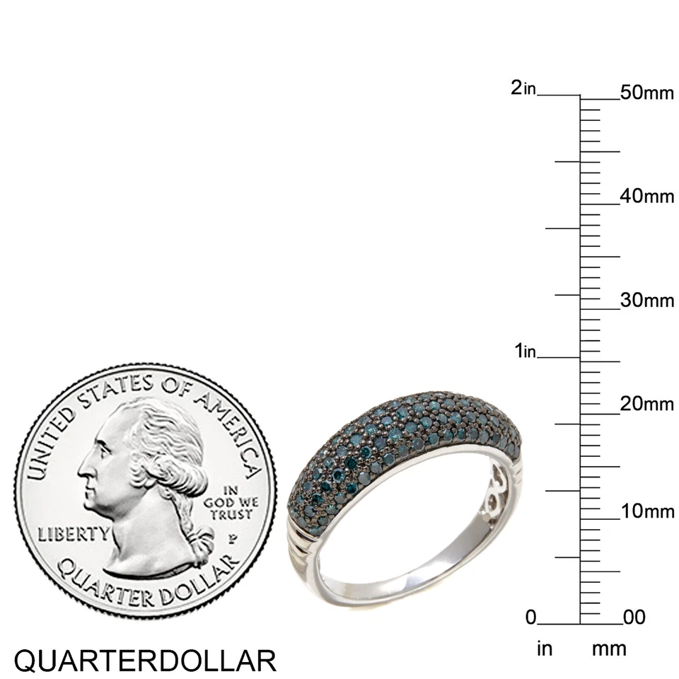 3/4ct Blue Diamond Pave Band in Sterling Silver Womens Size 8, HSN - Image 3 of 4