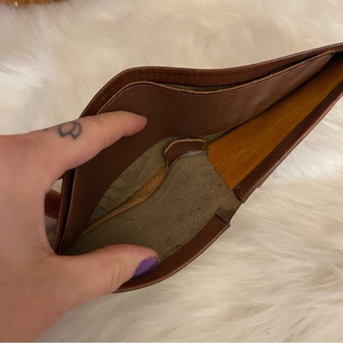 Cartera de cuero marrón vintage de hombre hecha a mano trabajada a mano - Imagen 6 de 12