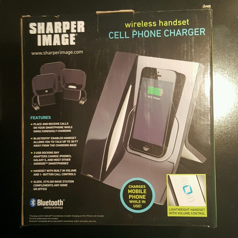 Sharper Image Wireless Bluetooth Handset iPhone 4 & 5 Samsung Cell Phone Charger - Image 3 of 4