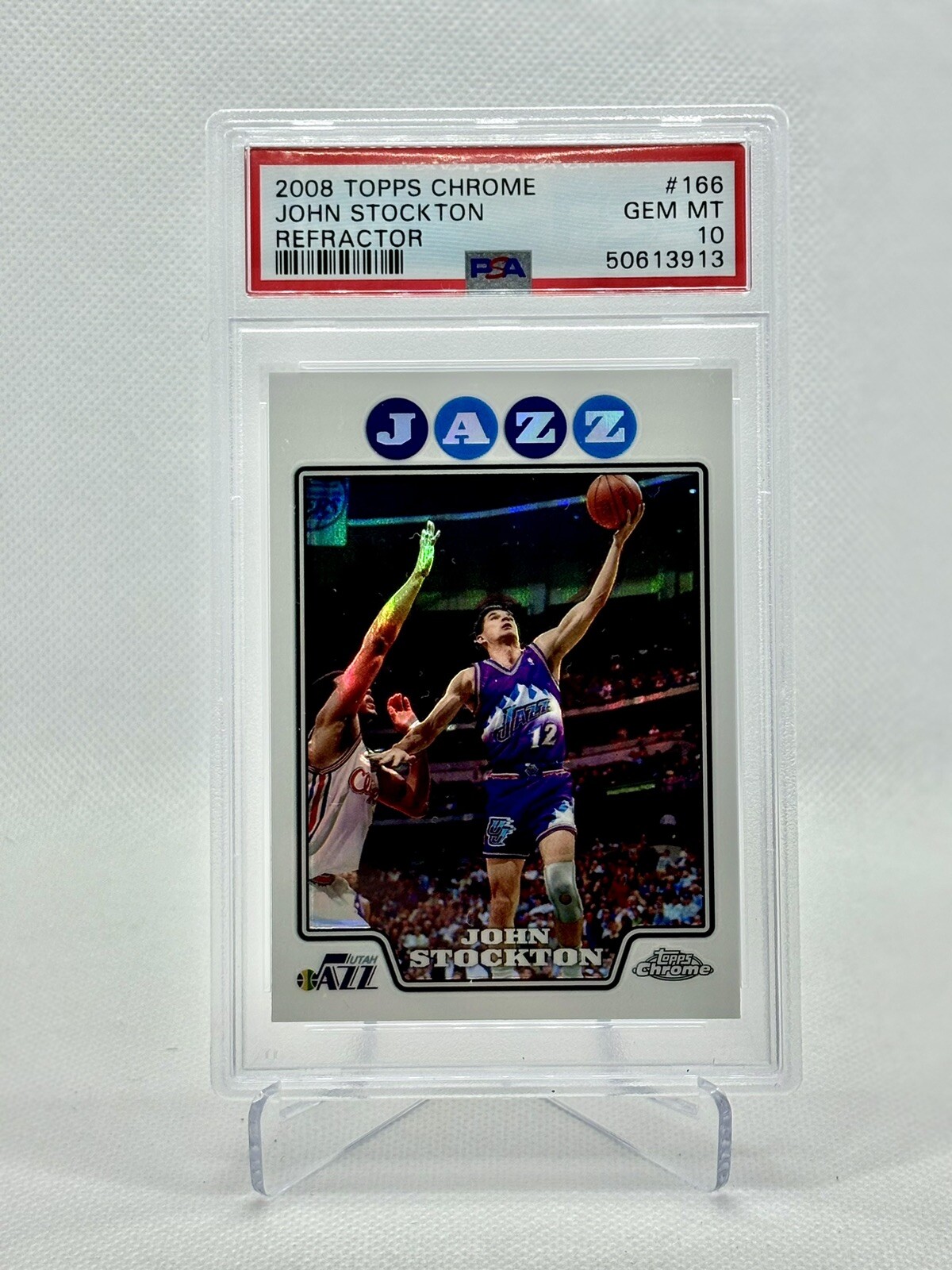 2008 TOPPS CHROME REFRACTOR #166 JOHN STOCKTON HOF PSA 10 POP 10 ONLY‼️