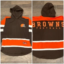 NWT $65 - Cleveland Browns NFL Team Apparel Men's Small Pullover Hoodie 2-Sided